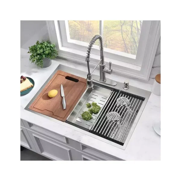 33 Inch Drop In Kitchen Sink Worktation-Bokaiya 33x19 Kitchen Sink Drop In Stainless Steel Topmount Workstation Sink 16 Gauge Single Bowl Deep Kitchen Sink with Cutting Board